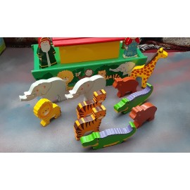 Wooden Boat With  Animal Figures